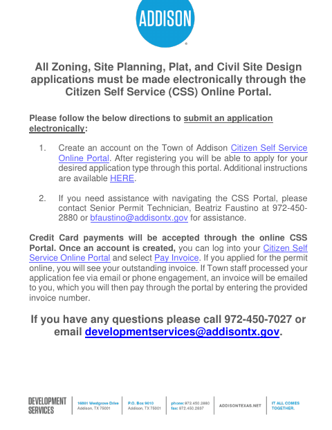 First page of the Zoning and Land Development Application