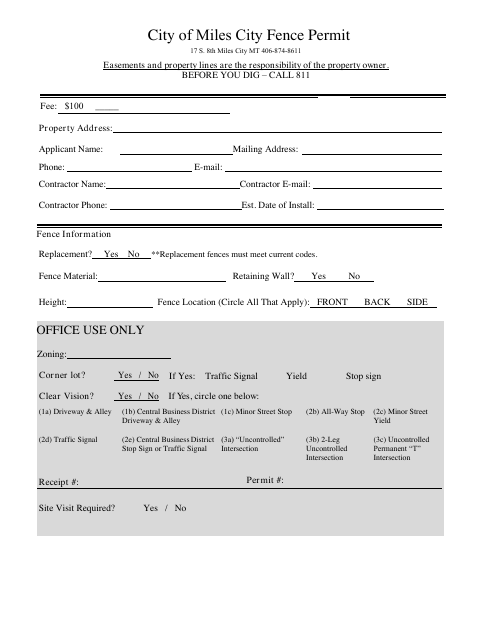 First page of the Fence Permit Application