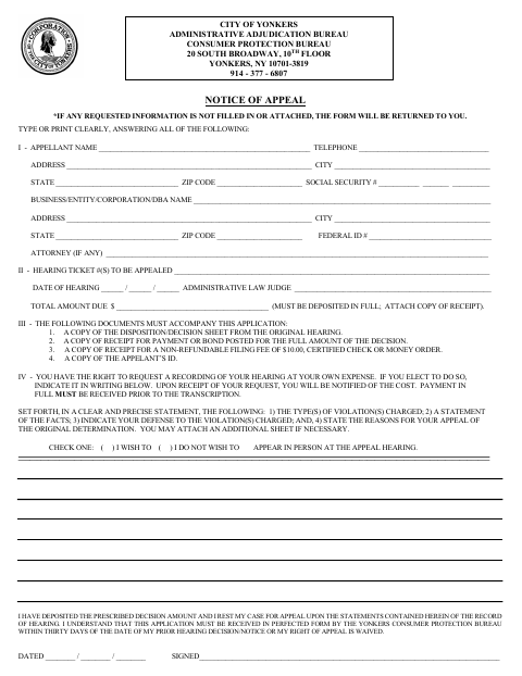 First page of the Notice of Appeal