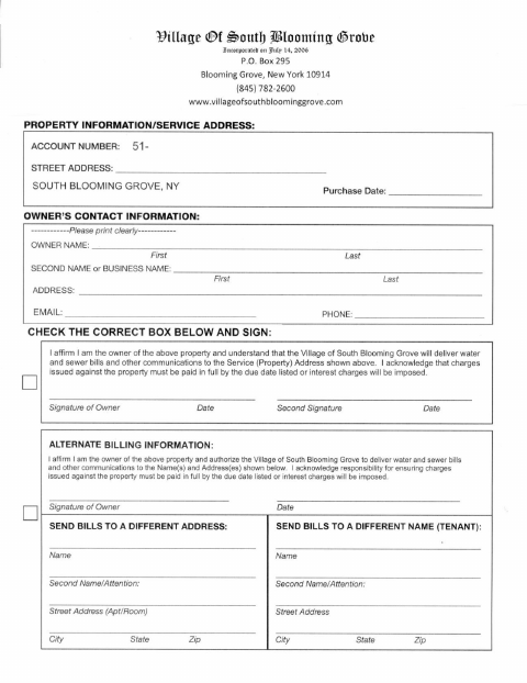 First page of the Change of Address