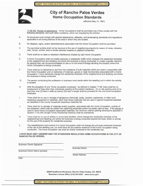 First page of the 2026 Home Occupancy Standards Form