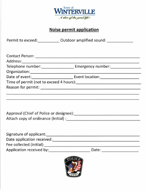 First page of the Noise Permit Application