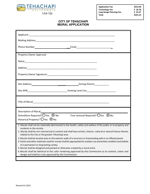 First page of the Mural Application