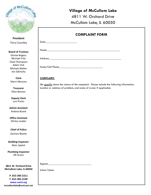 First page of the Police Complaint Form