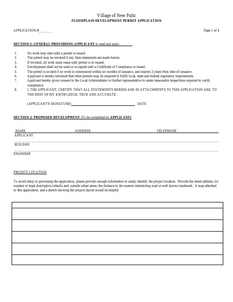 First page of the Floodplain Development Permit Application