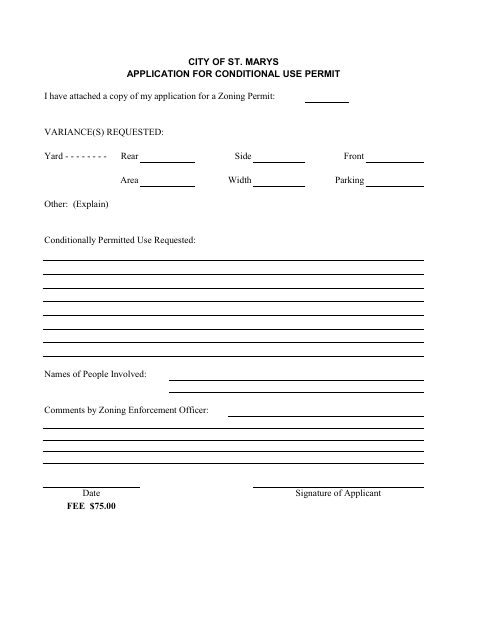First page of the Application for Conditional Use Permit
