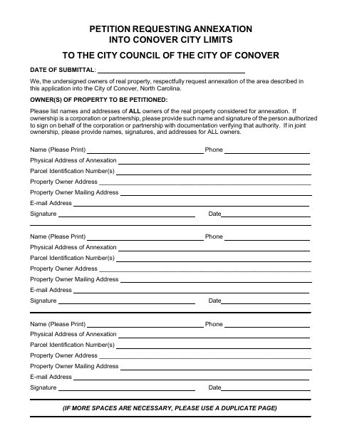 First page of the Annexation Petition