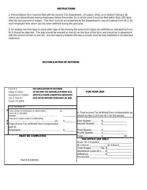First page of the Reconciliation of Returns of Income Tax Withheld with W-2 Forms
