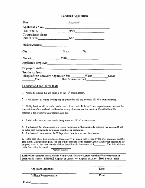 First page of the Landlord Application
