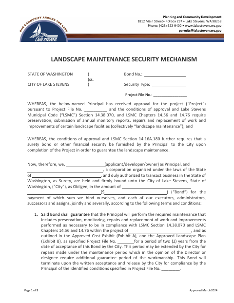 First page of the Landscape Maintenance Security Mechanism