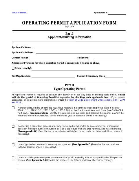 First page of the Operating Permit Application Form