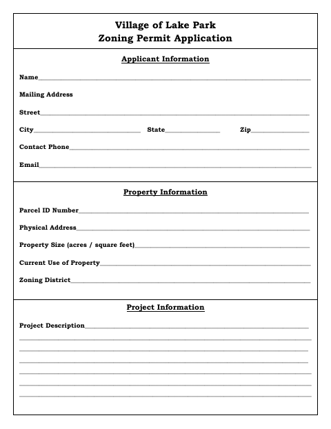 First page of the Zoning Permit Application