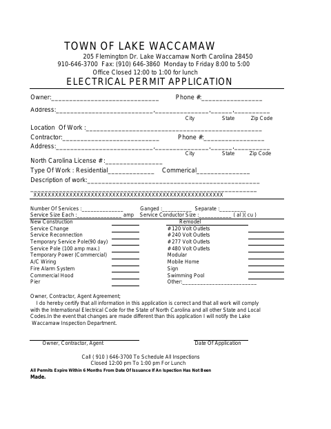 First page of the Electrical Permit Application