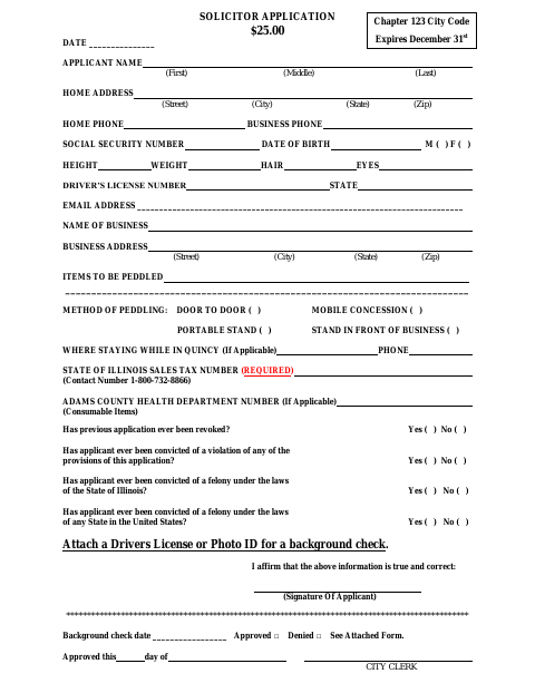 First page of the Solicitor Application