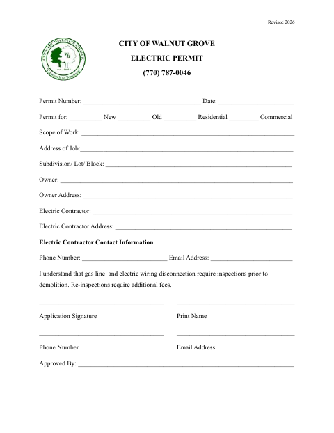 First page of the Electric Permit