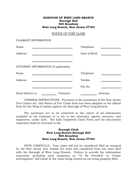First page of the Notice of Tort Claim