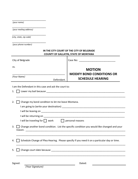 First page of the Motion to Modify Bond Conditions or Schedule Hearing