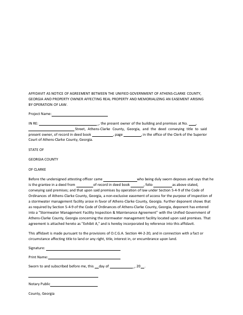 First page of the Stormwater Maintenance Affidavit and Agreement