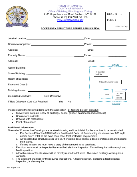 First page of the Accessory Structure Permit Application