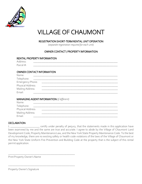 First page of the Short-Term Rental Unit Operation Registration