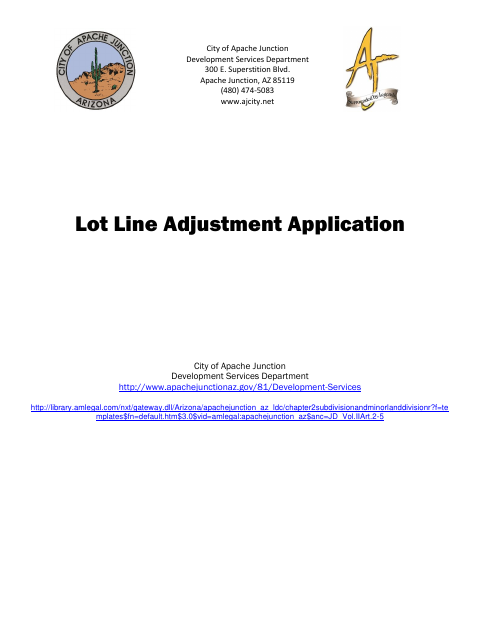 First page of the Lot Line Adjustment Application