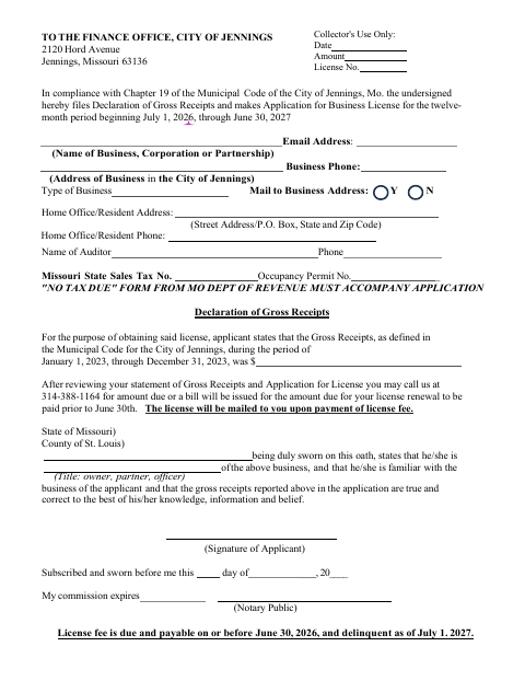 First page of the Merchant Business License Application