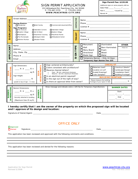First page of the Sign Permit Application