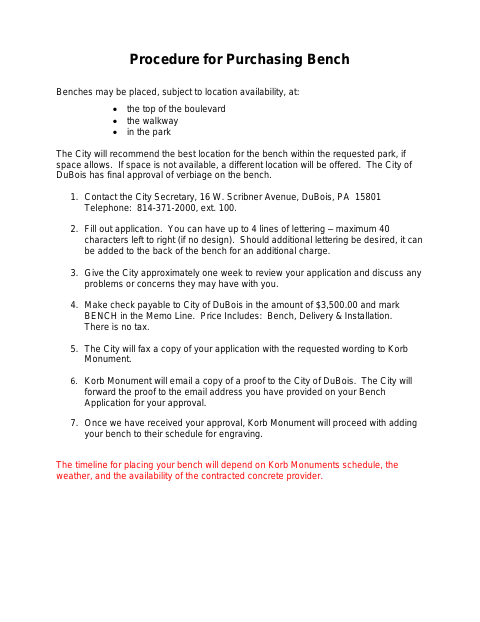 First page of the Bench Application