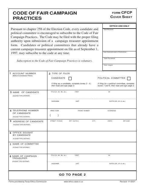 First page of the Code of Fair Campaign Practices