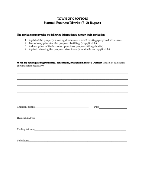 First page of the Planned Business District (B-2) Request