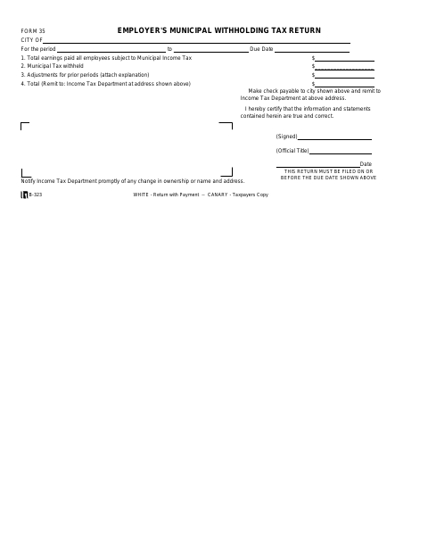 First page of the Employer's Municipal Withholding Tax Return