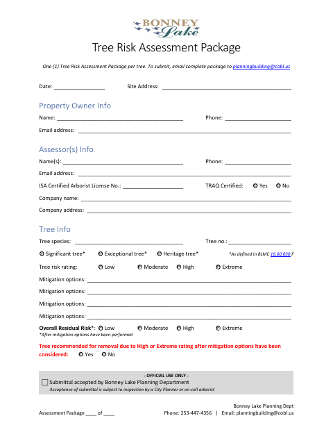 First page of the Tree Risk Assessment Package