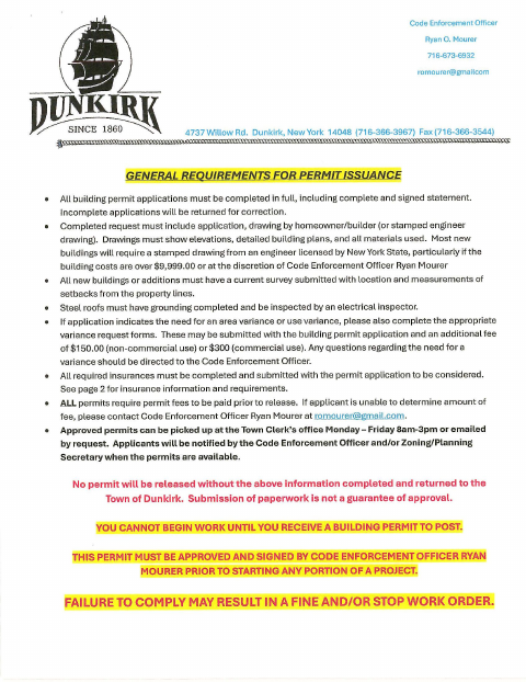 First page of the Building Permit Application