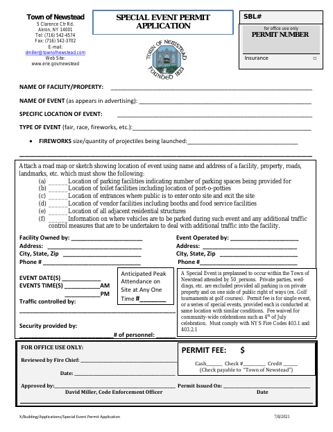 First page of the Special Event Permit Application