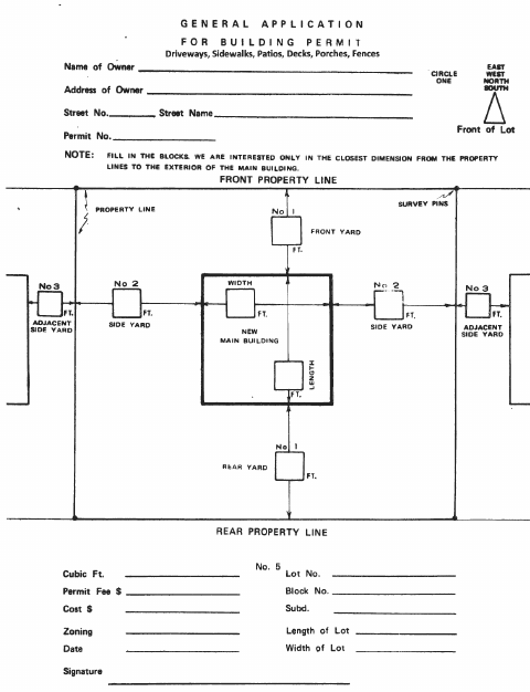 First page of the General Application for Building Permit