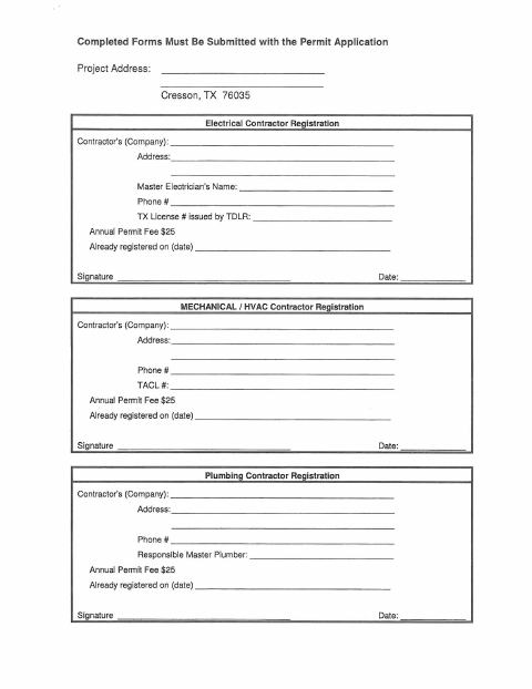 First page of the Contractor Registration Form