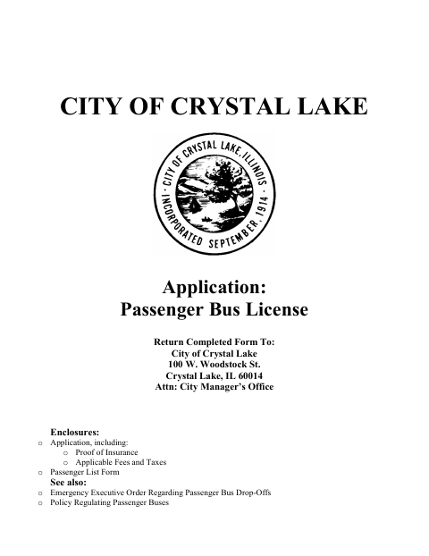 First page of the Passenger Bus License Application