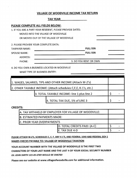 First page of the Income Tax Return Form