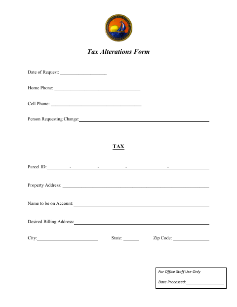 First page of the Tax Alterations Form