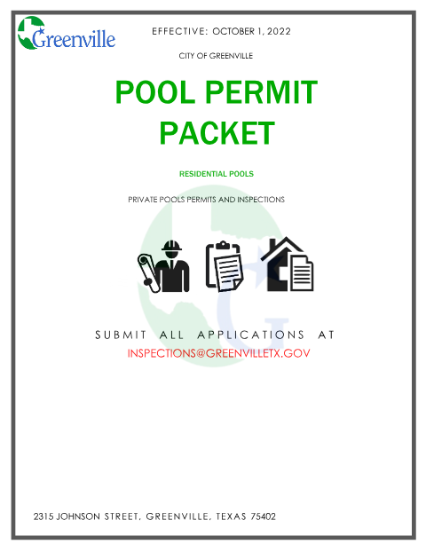 First page of the Residential and Private Pool Permit Packet