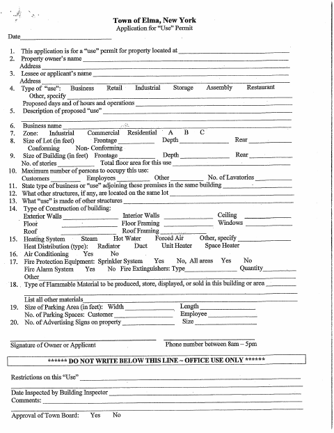 First page of the Application for Business Use Permit