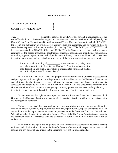First page of the Water Easement