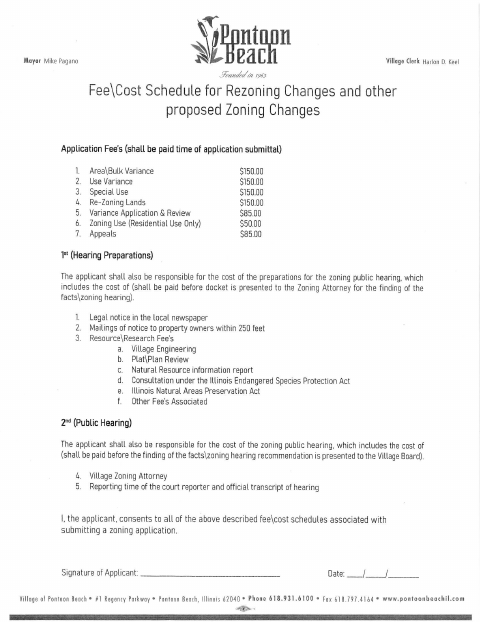 First page of the Zoning Variance Review Application