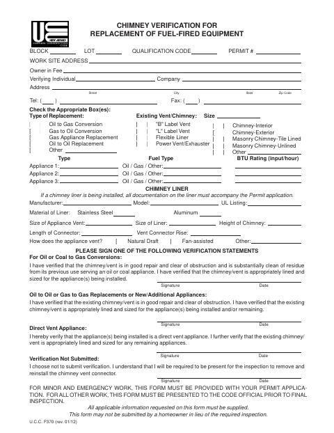 First page of the Chimney Verification For Replacement Of Fuel-Fired Equipment