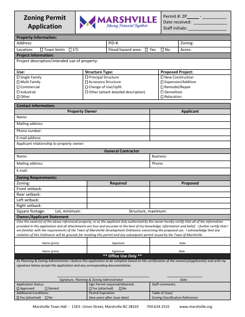 First page of the Zoning Permit Application