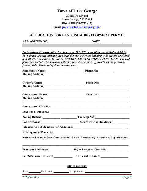 First page of the Land Use and Development Application