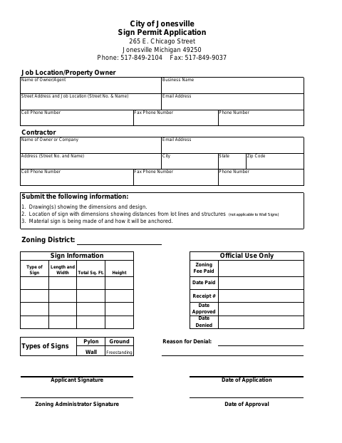 First page of the Sign Permit Application