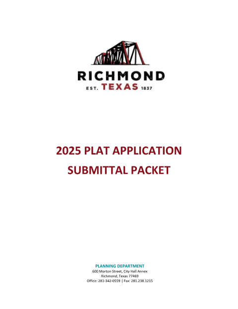 First page of the Plat Application Submittal Packet