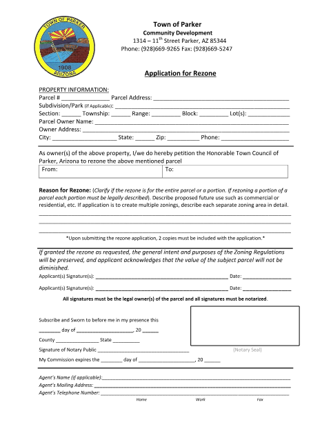 First page of the Rezone Application