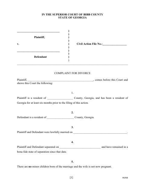 First page of the Divorce Without Children Not In Agreement